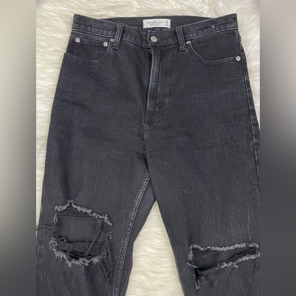 Abercrombie & Fitch The Ankle Straight Ultra High Rise Denim Jeans Black Sz 29/8 - Picture 2 of 8
